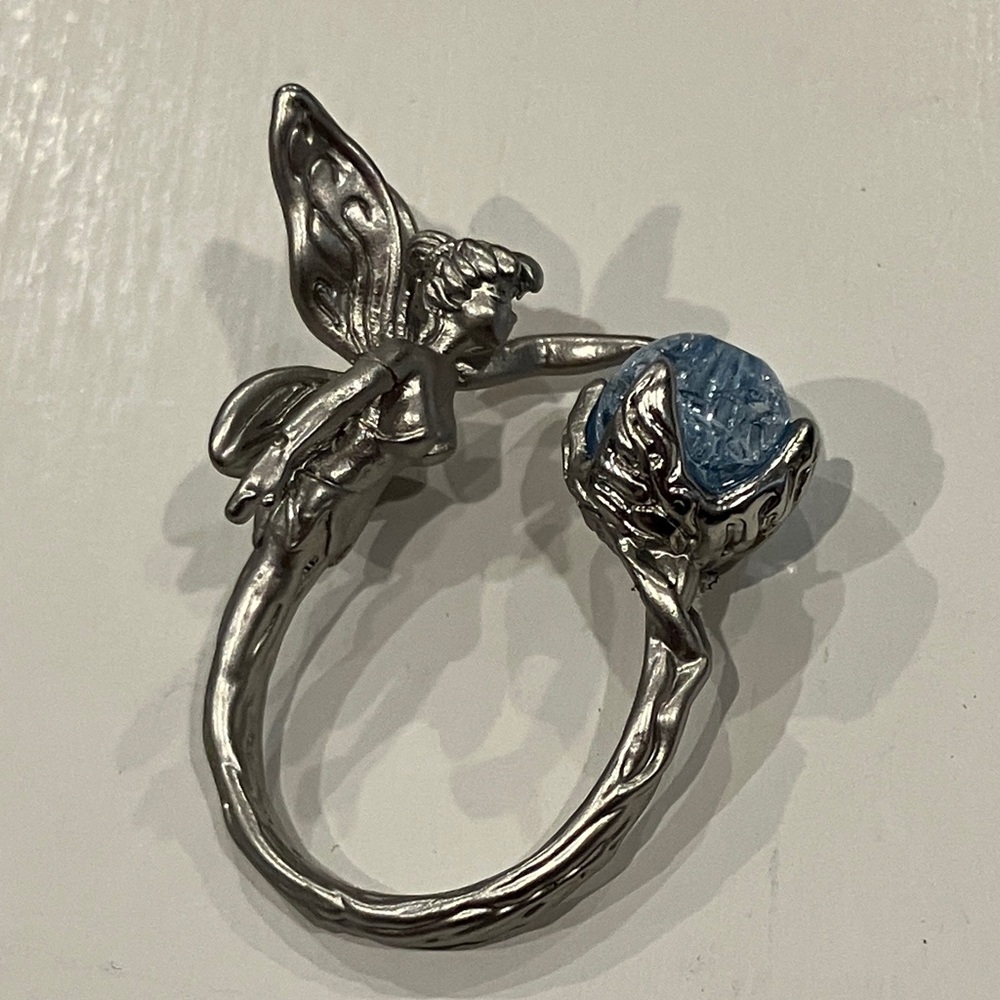 Silver Fairy Ring with Aquamarine-Blue Orb - Picture 6 of 6